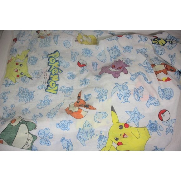 Vintage Pokemon Springs Made In USA AOP All Over Print Twin Bedsheet A1204 - Picture 1 of 7